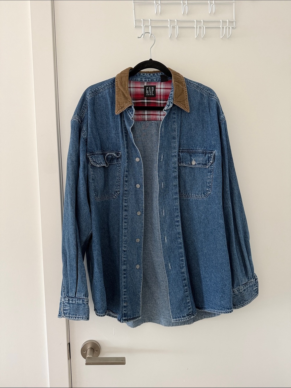 GAP Blue Denim Jacket with Brown Corduroy Collar